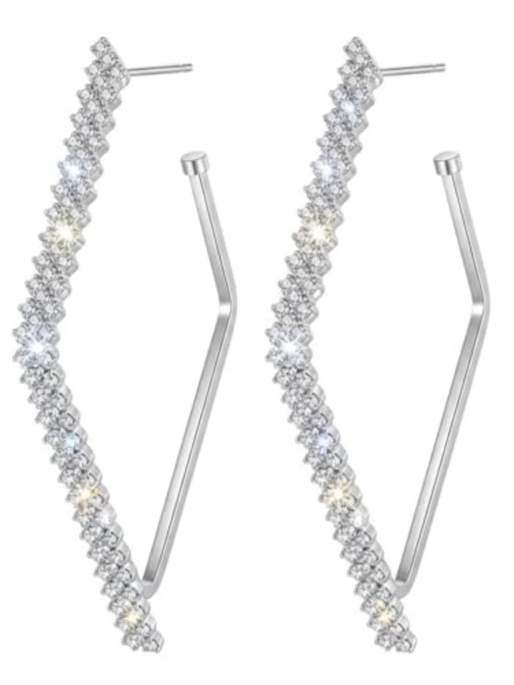 Rhinestone Geometric Hoop Stud Earrings for Women | hypoallergenic design